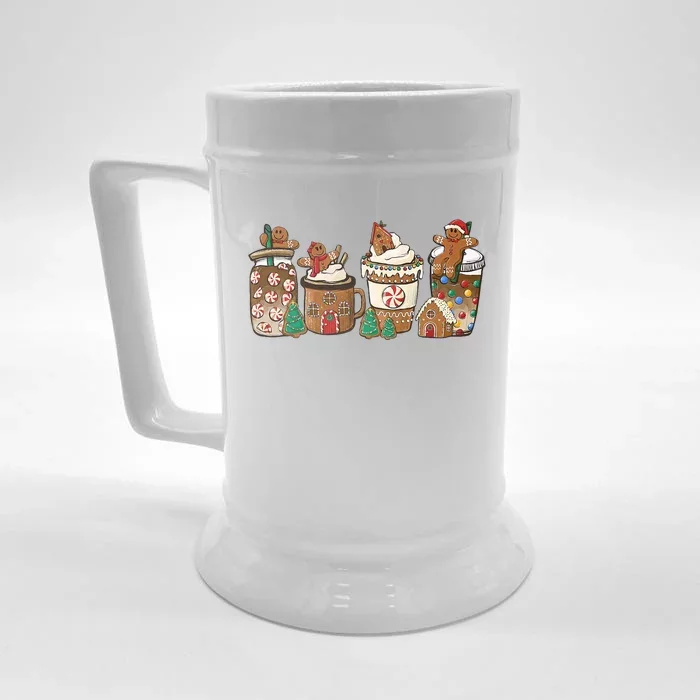 Gingerbread Cookie Christmas Coffee Cups Latte Snowman Cozy Front & Back Beer Stein