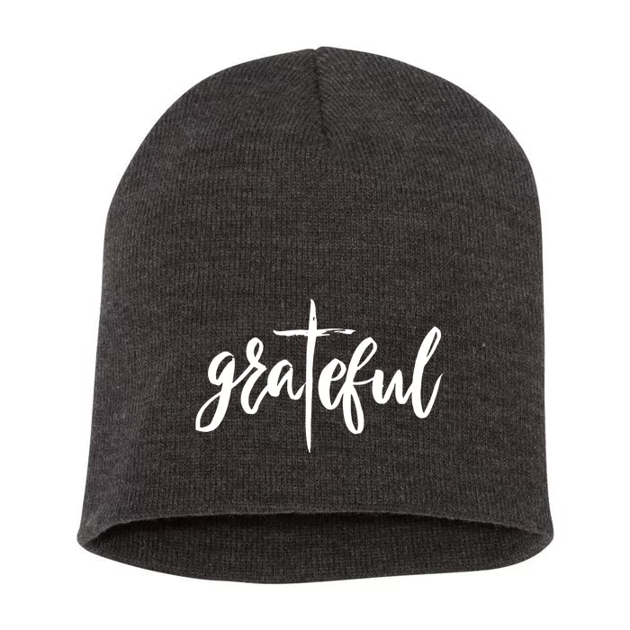 Grateful Cross Christianity Short Acrylic Beanie