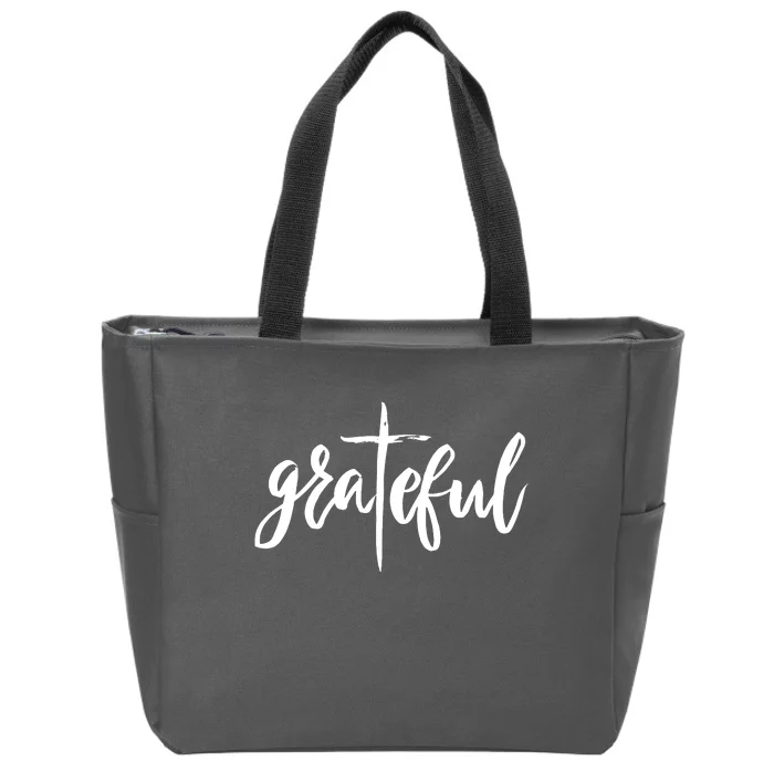 Grateful Cross Christianity Zip Tote Bag