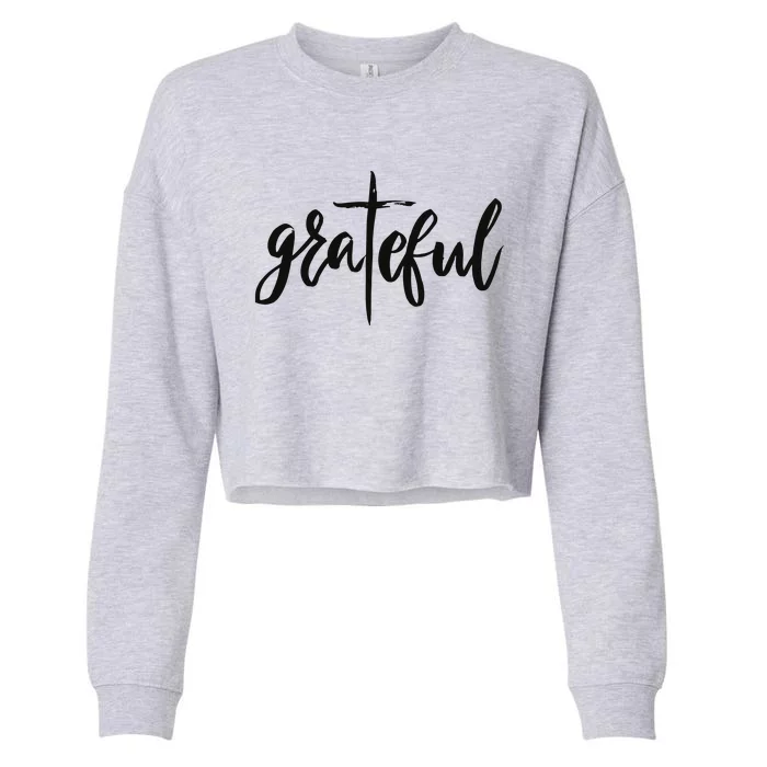 Grateful Cross Christianity Cropped Pullover Crew