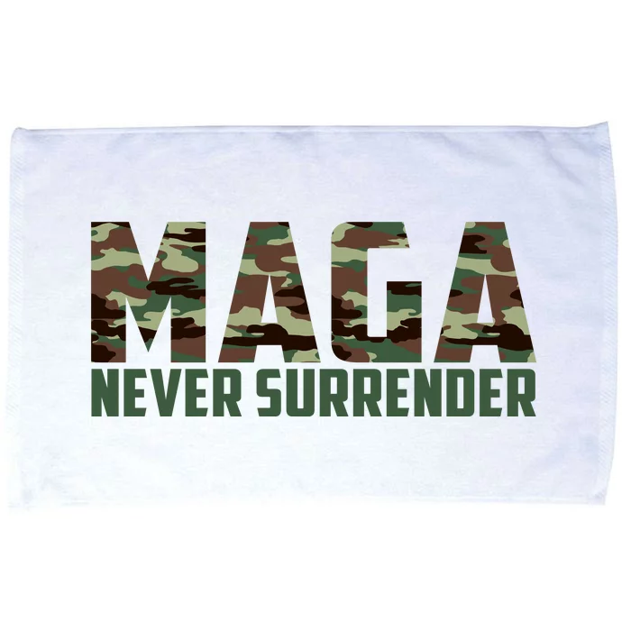 Green Camo Camouflage Trump Maga Never Surrender Usa July 4 Microfiber Hand Towel