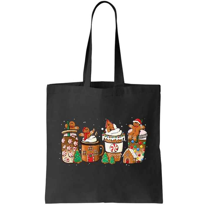 Gingerbread Cookie Christmas Coffee Cups Latte Drink Outfit Tote Bag