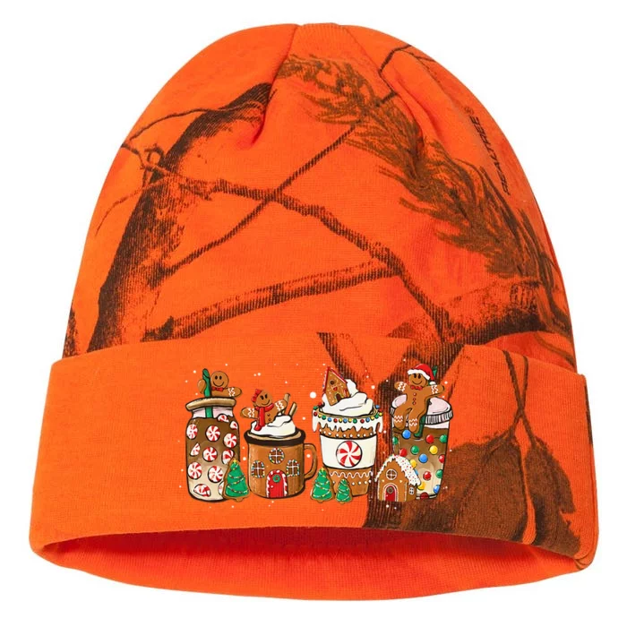 Gingerbread Cookie Christmas Coffee Cups Latte Drink Outfit Kati - 12in Camo Beanie