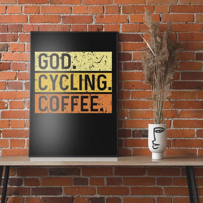 God Cycling Coffee Jesus Mountain Bike Mtb Biking Poster