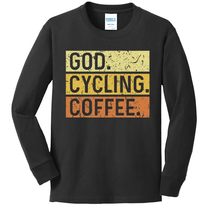 God Cycling Coffee Jesus Mountain Bike Mtb Biking Kids Long Sleeve Shirt