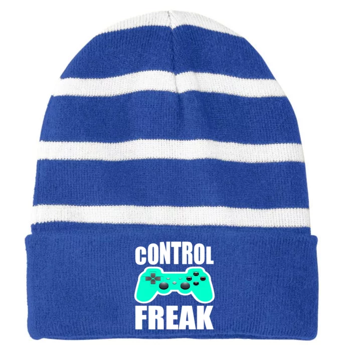 Game Console Controller Joystick Control Freak Gift Striped Beanie with Solid Band