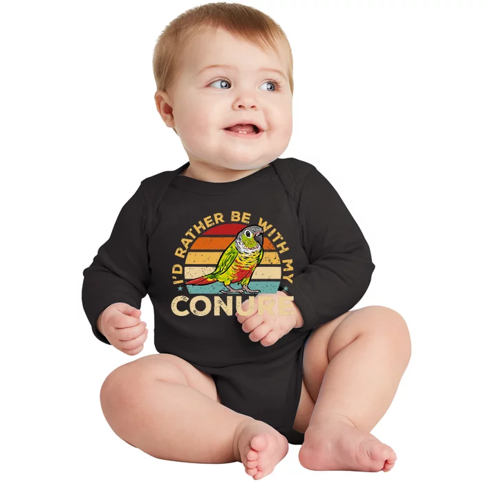 Green Cheek Conure ID Rather Be With My Conure Baby Long Sleeve Bodysuit