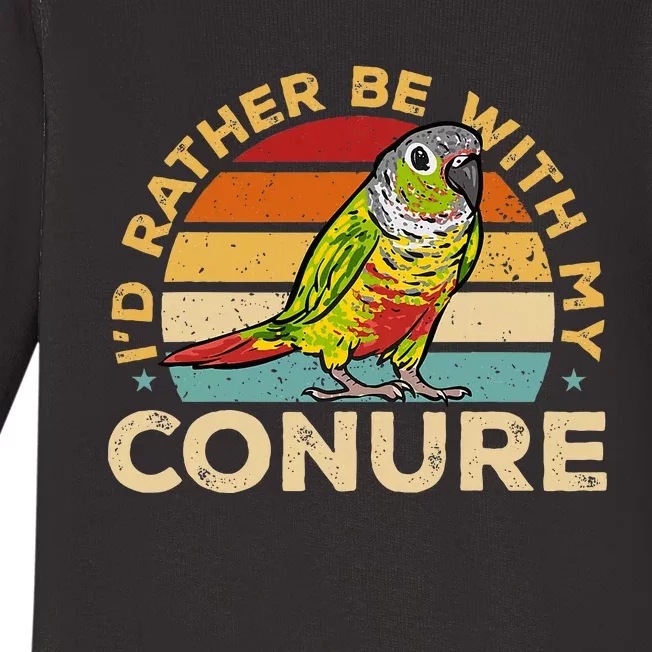 Green Cheek Conure ID Rather Be With My Conure Baby Long Sleeve Bodysuit