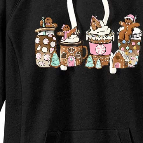 Gingerbread Christmas Coffee Lover Latte Drink Funny Xmas Women's Fleece Hoodie