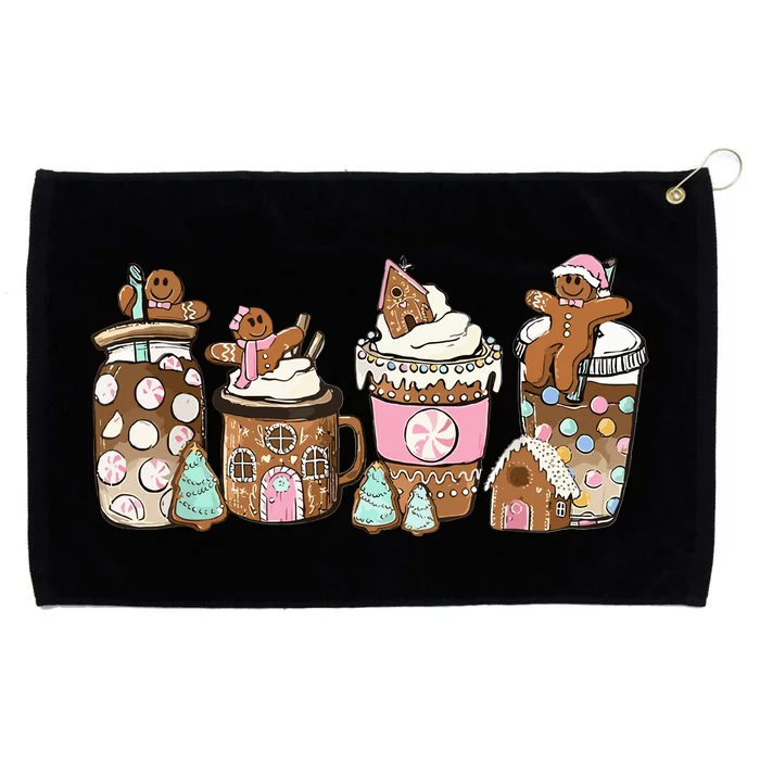 Gingerbread Christmas Coffee Lover Latte Drink Funny Xmas Grommeted Golf Towel