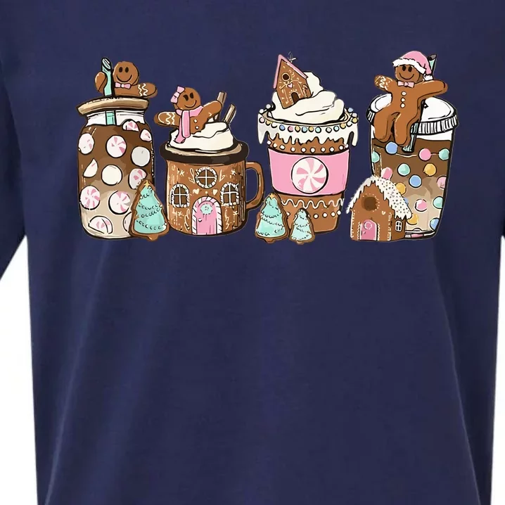 Gingerbread Christmas Coffee Lover Latte Drink Funny Xmas Sueded Cloud Jersey T-Shirt