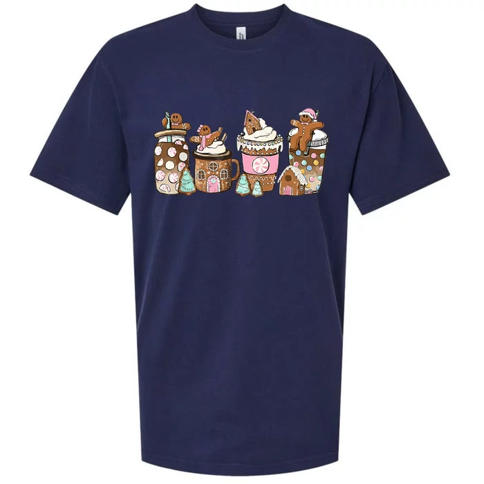 Gingerbread Christmas Coffee Lover Latte Drink Funny Xmas Sueded Cloud Jersey T-Shirt