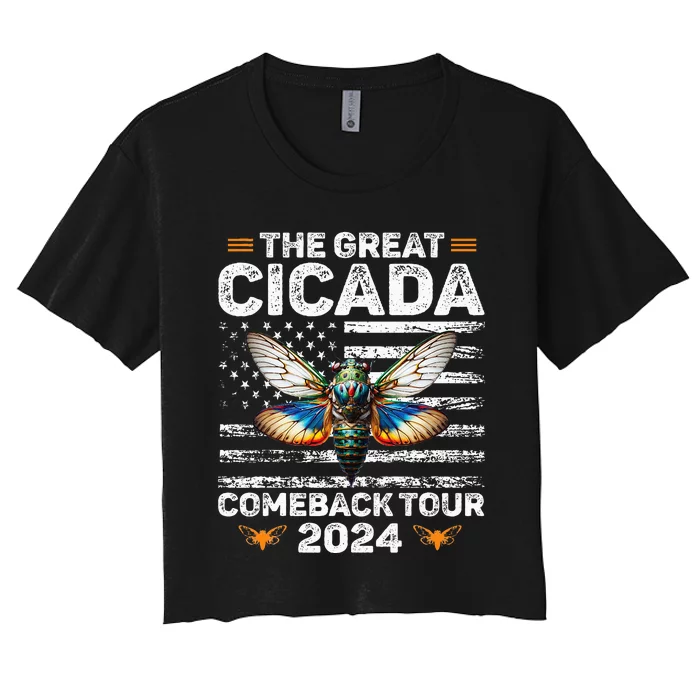 Great Cicada Come Back 2024 Cicada Invasion 2024 Women's Crop Top Tee