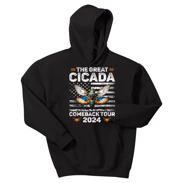 Great Cicada Come Back 2024 Cicada Invasion 2024 Kids Hoodie