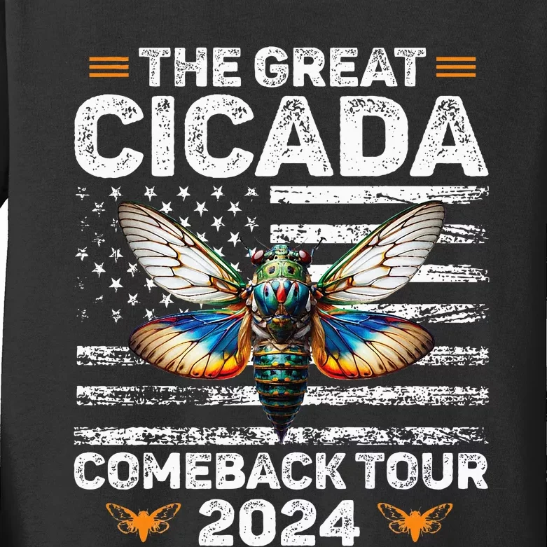 Great Cicada Come Back 2024 Cicada Invasion 2024 Kids Long Sleeve Shirt