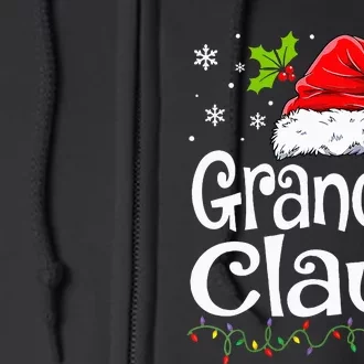 Grandpa Claus Christmas Lights Pajama Family Full Zip Hoodie