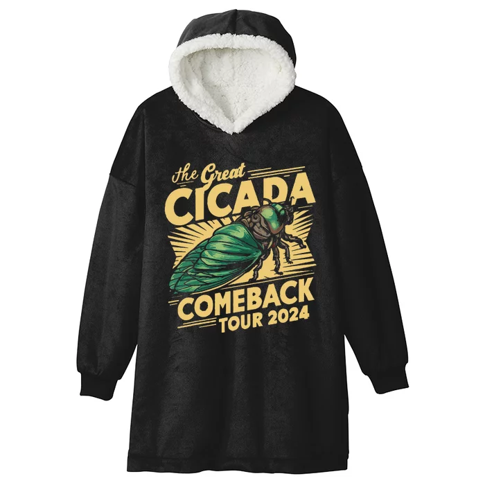 Great Cicada Comeback 2024 Insect Invasion Vintage Hooded Wearable Blanket