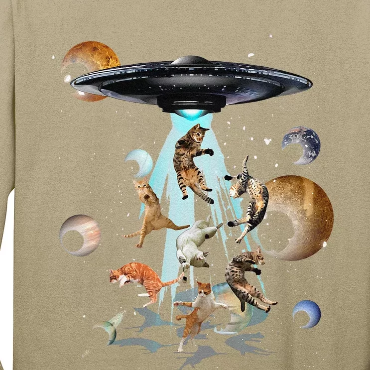 Galaxy Cat Cat UFO Apparel Long Sleeve Shirt