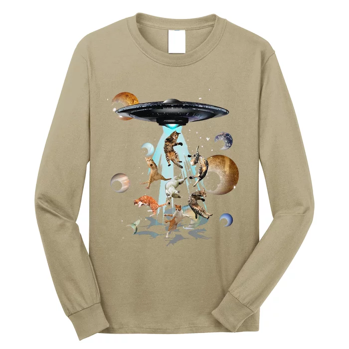 Galaxy Cat Cat UFO Apparel Long Sleeve Shirt