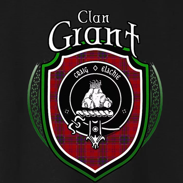 Grant Clan Crest Scottish Clan Grant Family Crest Badge Women's Crop Top Tee