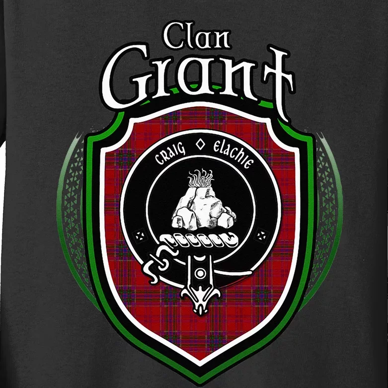 Grant Clan Crest Scottish Clan Grant Family Crest Badge Kids Long Sleeve Shirt