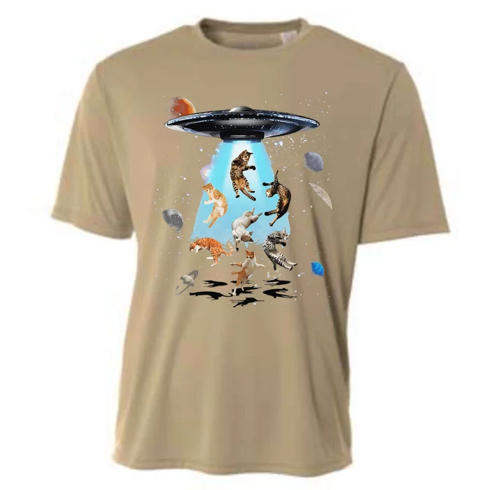 Galaxy Cat Cat UFO Funny Cat Cat Graphic Cat Owner Cooling Performance Crew T-Shirt