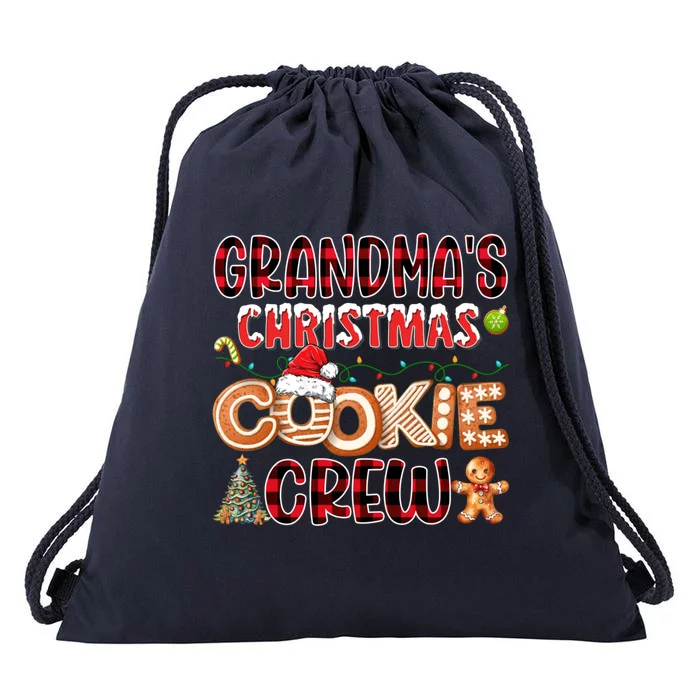 Grandma’S Christmas Cookie Crew Red Plaid Matching Family Gift Drawstring Bag