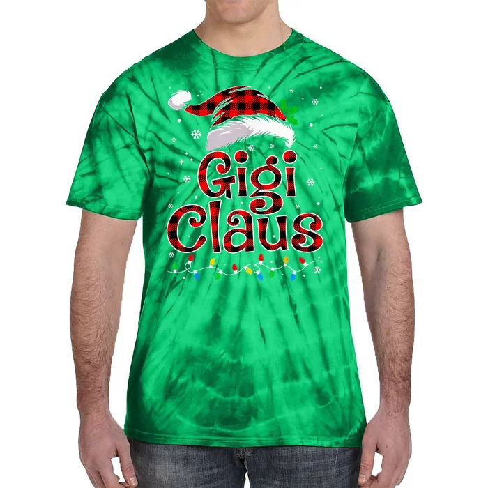 Gigi Claus Christmas Lights Pajama Family Matching Tie-Dye T-Shirt