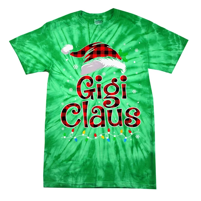 Gigi Claus Christmas Lights Pajama Family Matching Tie-Dye T-Shirt