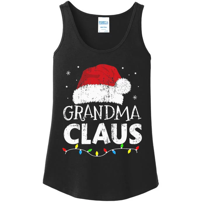 Grandma claus christmas lights matching family xmas pajama Ladies Essential Tank