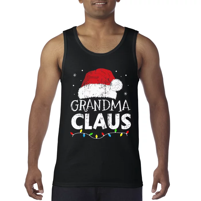 Grandma claus christmas lights matching family xmas pajama Tank Top