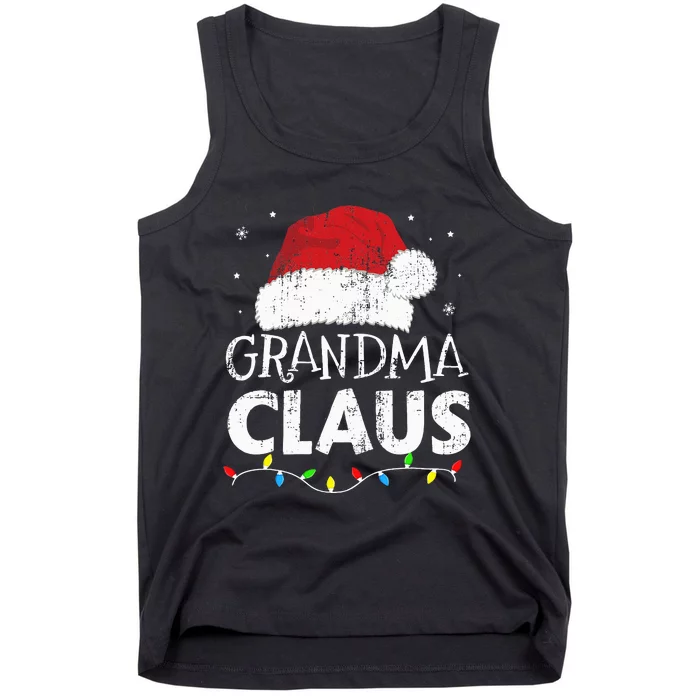 Grandma claus christmas lights matching family xmas pajama Tank Top