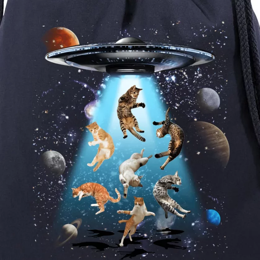 Galaxy Cat Cat Ufo Funny Cat Cat Graphic Cat Owner Gift Drawstring Bag