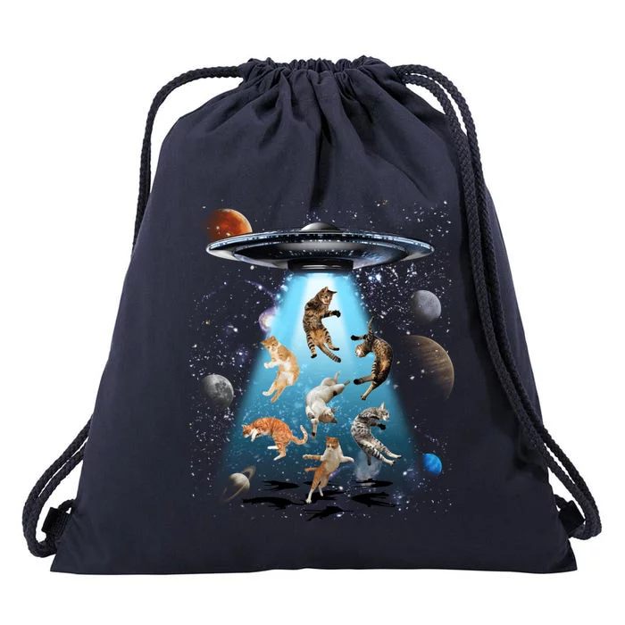 Galaxy Cat Cat Ufo Funny Cat Cat Graphic Cat Owner Gift Drawstring Bag