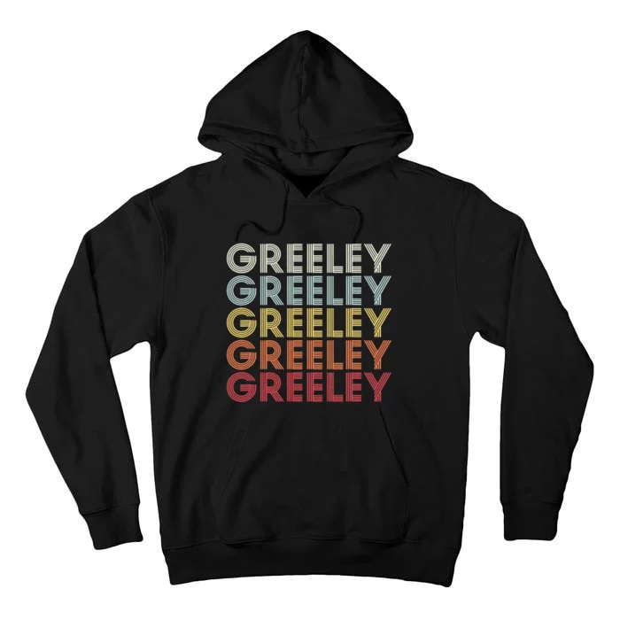 Greeley Colorado CO Varsity Style White Text Tall Hoodie