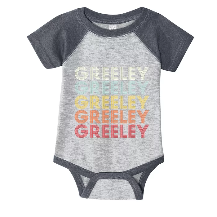 Greeley Colorado CO Varsity Style White Text Infant Baby Jersey Bodysuit