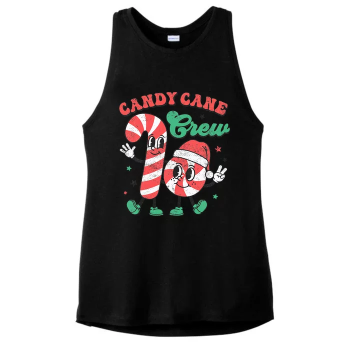 Groovy Candy Cane Crew Christmas Love Candy Ladies Tri-Blend Wicking Tank