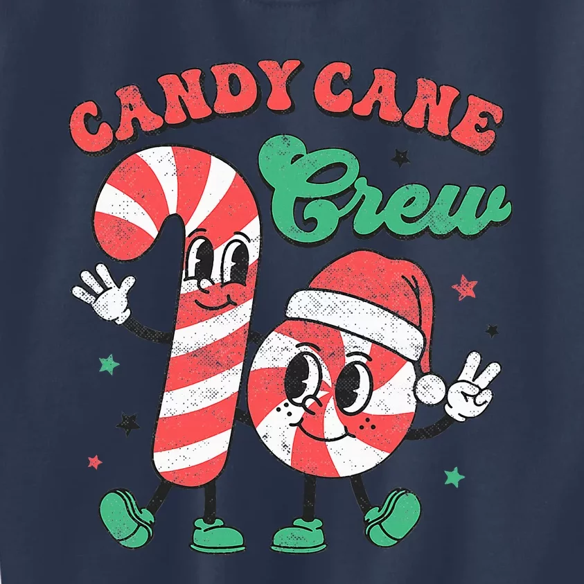 Groovy Candy Cane Crew Christmas Love Candy Kids Sweatshirt