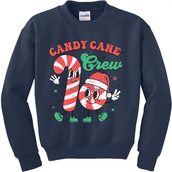 Groovy Candy Cane Crew Christmas Love Candy Kids Sweatshirt