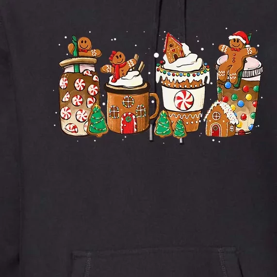 Gingerbread Cookie Christmas Coffee Cups Latte Drink Outfit Premium Hoodie