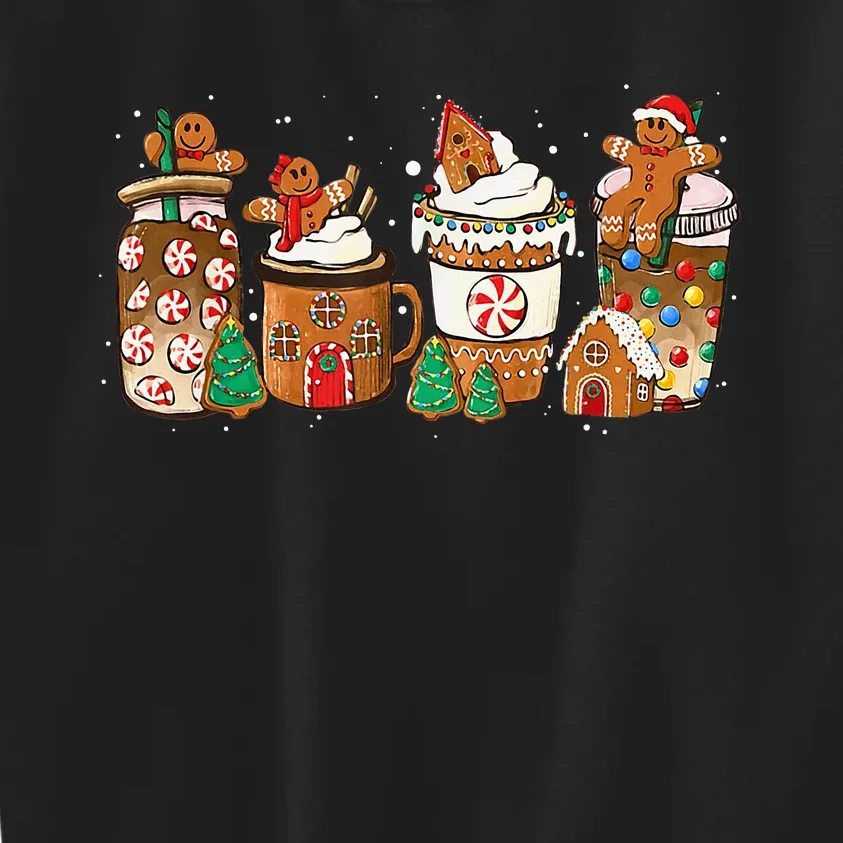 Gingerbread Cookie Christmas Coffee Cups Latte Drink Outfit Kids Sweatshirt