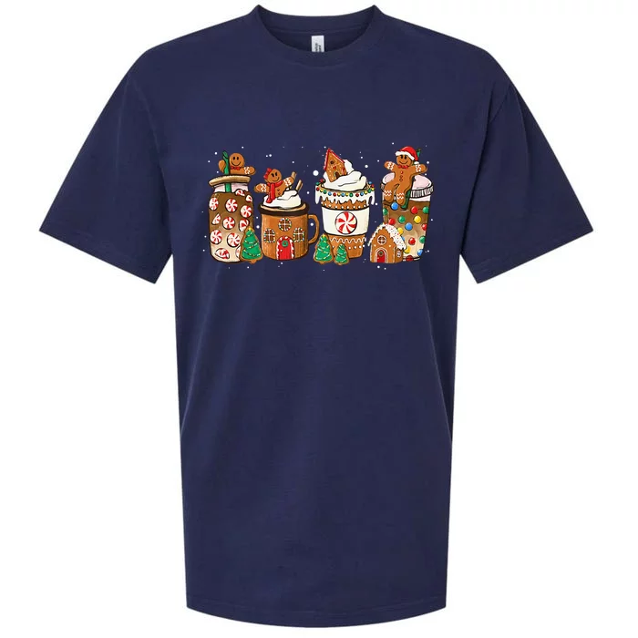 Gingerbread Cookie Christmas Coffee Cups Latte Drink Outfit Sueded Cloud Jersey T-Shirt