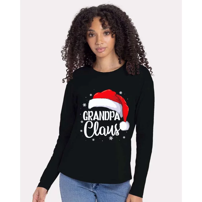 Grandpa Claus Christmas Family Pajama Santa Hat Dad Xmas Womens Cotton Relaxed Long Sleeve T-Shirt