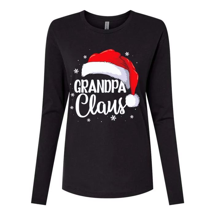 Grandpa Claus Christmas Family Pajama Santa Hat Dad Xmas Womens Cotton Relaxed Long Sleeve T-Shirt