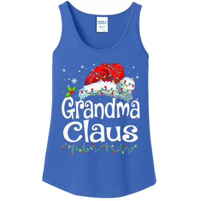 Grandma Claus Christmas Lights Family Matching Pajama Ladies Essential Tank