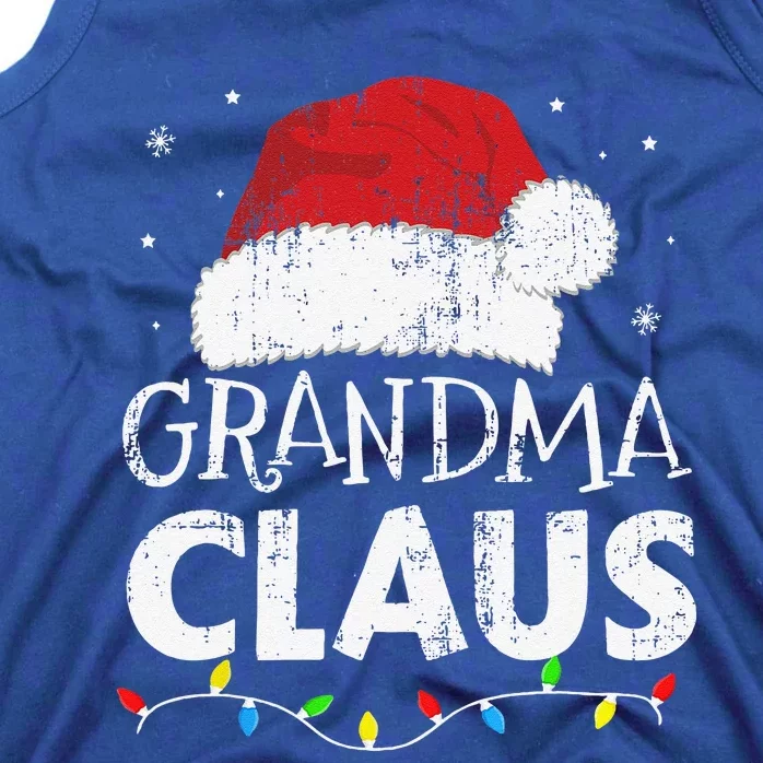 Grandma Claus Christmas Lights Matching Family Xmas Pajama Tank Top