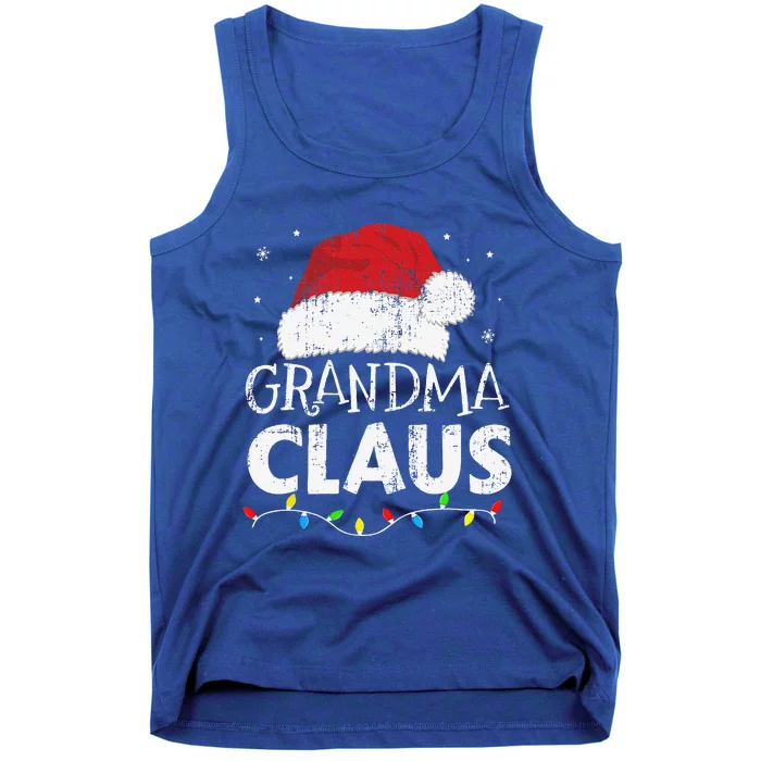 Grandma Claus Christmas Lights Matching Family Xmas Pajama Tank Top