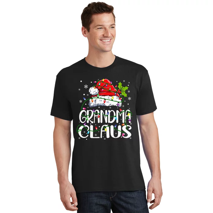 Grandma Claus Christmas Lights Pajama Family Matching T-Shirt