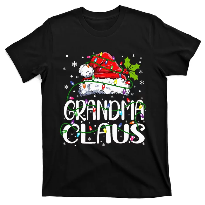 Grandma Claus Christmas Lights Pajama Family Matching T-Shirt