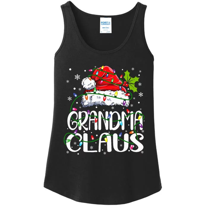 Grandma Claus Christmas Lights Pajama Family Matching Ladies Essential Tank